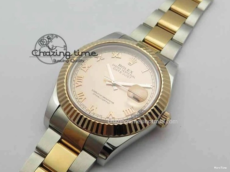 MiroTime 1218 Sleek DateJust II 41mm SS RG BP Maker Best Edition RG Roman Dial On SS RG Bracelet SA 3711